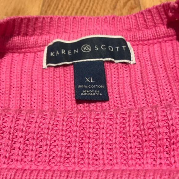 Karen Scott 100% cotton pink knit sweater size XL - Picture 2 of 5